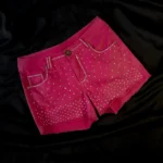 Short De Jean Fucsia Con Brillos