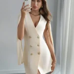 Vestido Blazer Beige Con Mangas