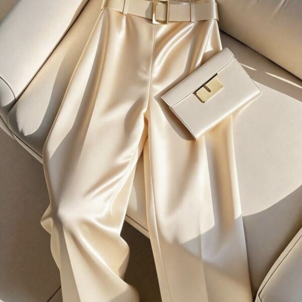 Pantalón de seda con cinto