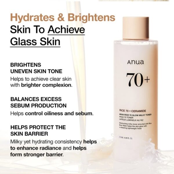 Anua rice 70+ milky toner